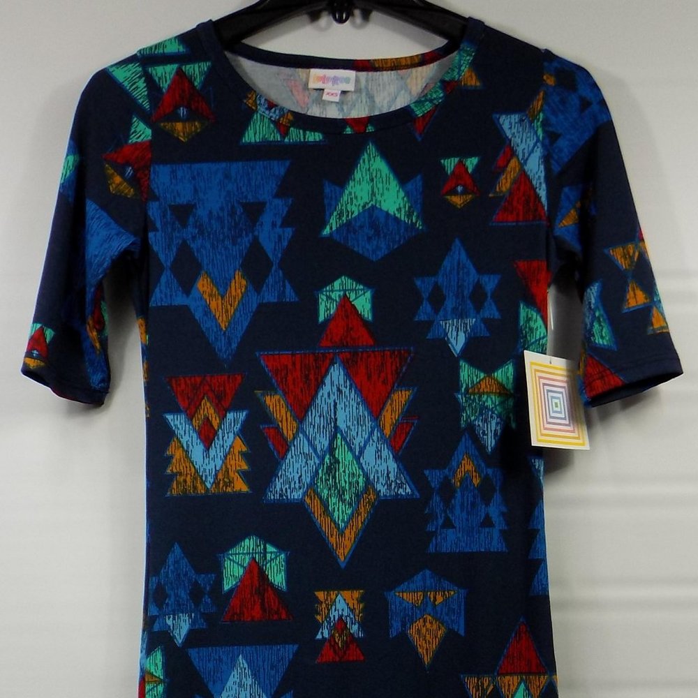 LuLaRoe Julia Geometric Pattern Dress Size XXS NWT - Picture 6 of 7